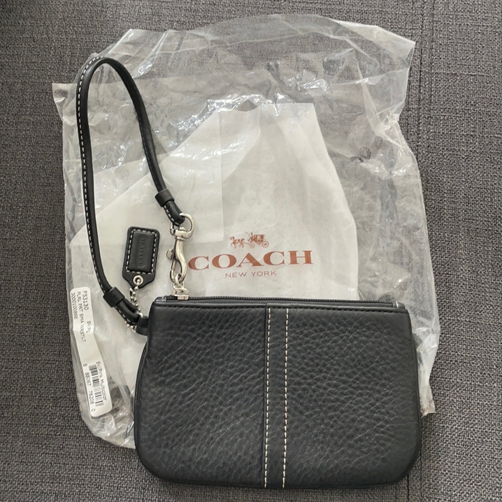 Coach Black Leather Wristlet